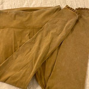 JoyLab yellow space dye yoga pants with ruffle hem